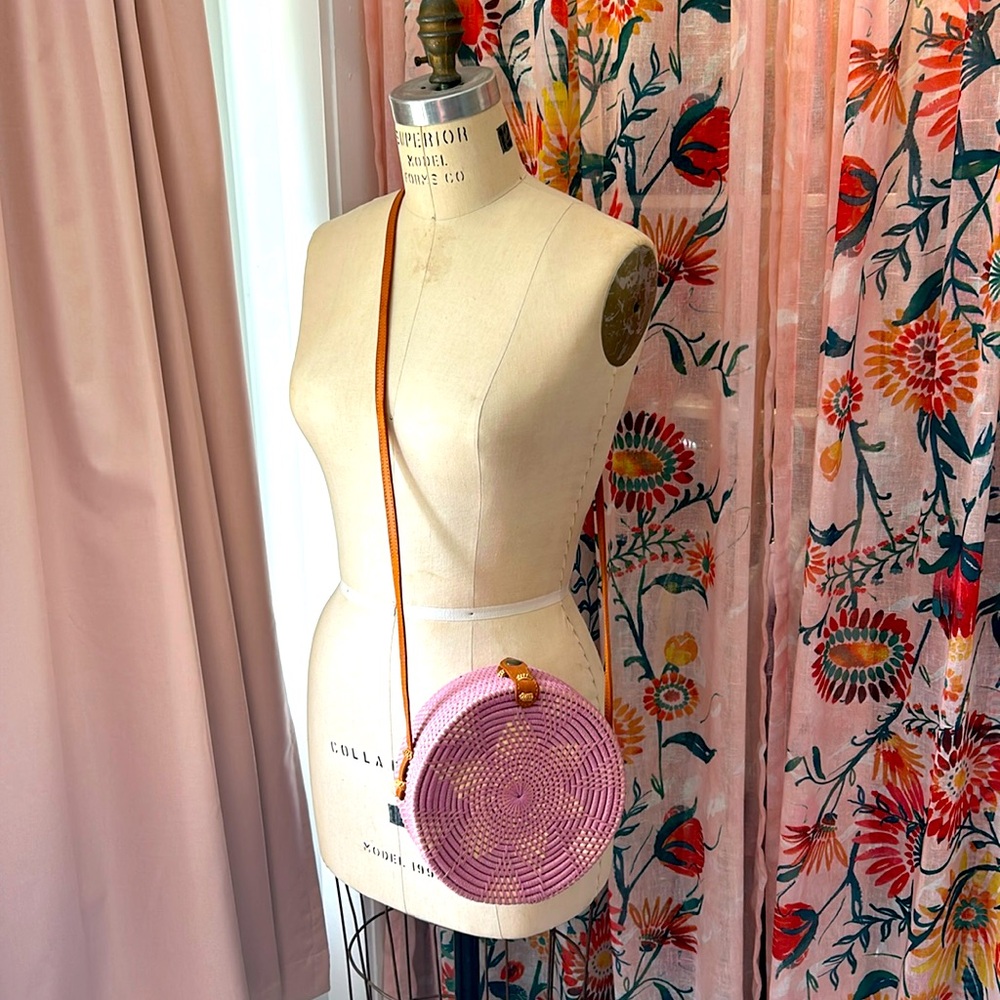 EUC Crossbody Round Basket Bag